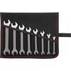 Double open-end spanner set DIN3110 6-22mm 8-pc in roll-up case